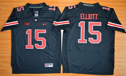 Buckeyes #15 Ezekiel Elliott Black(Red No.) Limited Stitched Youth NCAA Jersey - Click Image to Close